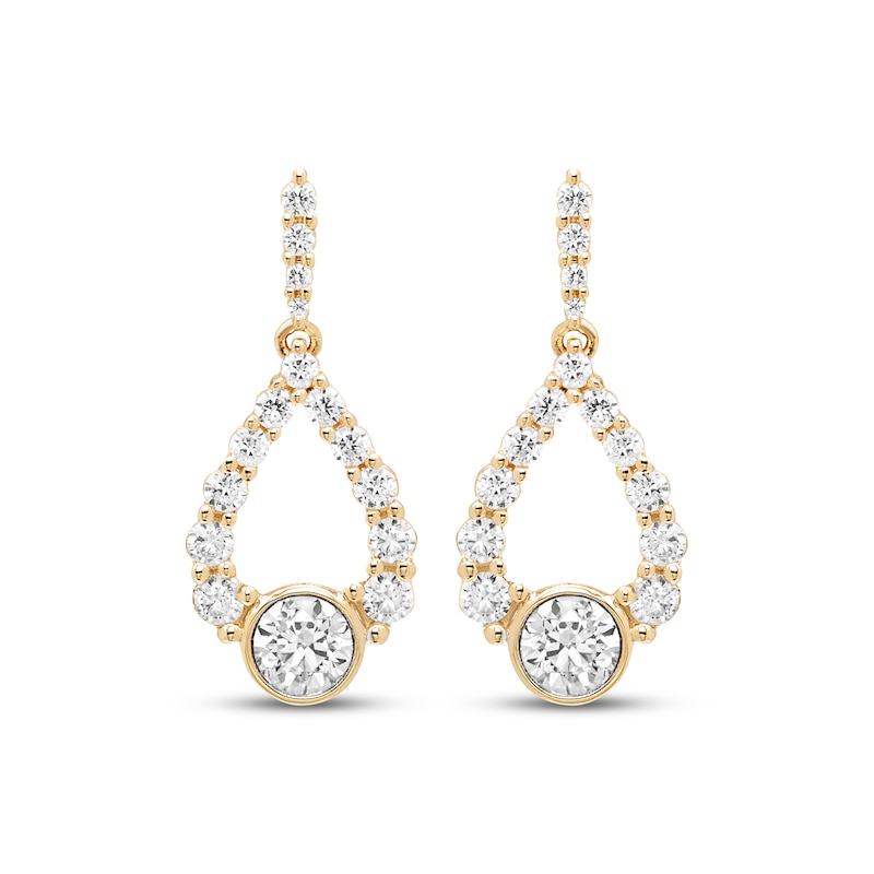 Main Image 2 of Milestones Diamond Teardrop Dangle Earrings 1 ct tw 10K Yellow Gold