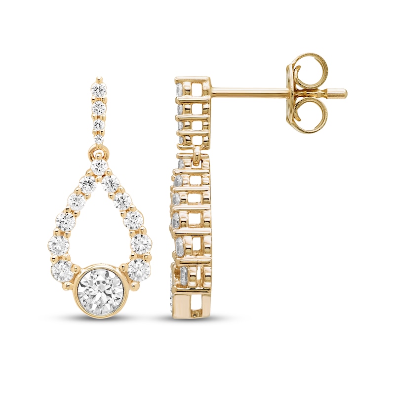 Main Image 3 of Milestones Diamond Teardrop Dangle Earrings 1 ct tw 10K Yellow Gold