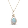 Thumbnail Image 1 of Oval-Cut Opal & Diamond Loop Frame Necklace 1/4 ct tw 10K Yellow Gold 18&quot;