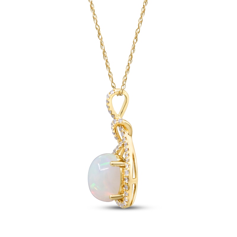 Main Image 2 of Oval-Cut Opal & Diamond Loop Frame Necklace 1/4 ct tw 10K Yellow Gold 18&quot;