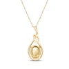Thumbnail Image 3 of Oval-Cut Opal & Diamond Loop Frame Necklace 1/4 ct tw 10K Yellow Gold 18&quot;