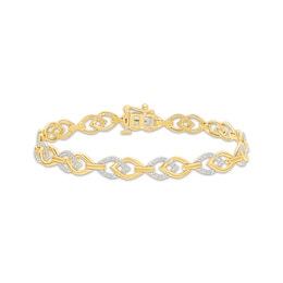Diamond Flame Link Bracelet 1/6 ct tw 10K Yellow Gold 7"