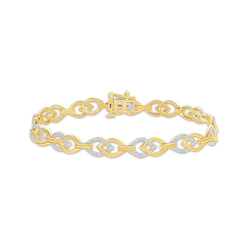 Main Image 1 of Diamond Flame Link Bracelet 1/6 ct tw 10K Yellow Gold 7&quot;