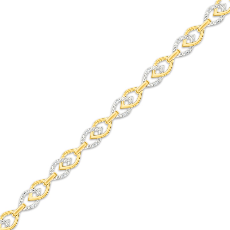 Main Image 2 of Diamond Flame Link Bracelet 1/6 ct tw 10K Yellow Gold 7&quot;