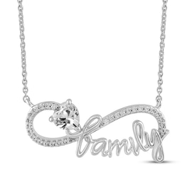 Heart-Shaped White Lab-Created Sapphire Infinity "Family" Necklace Sterling Silver 18"