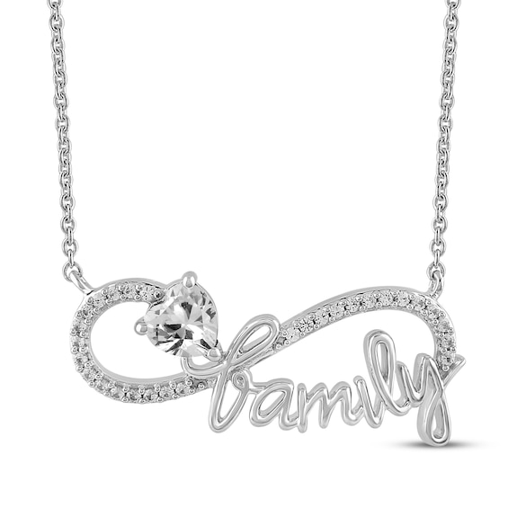 Heart-Shaped White Lab-Created Sapphire Infinity "Family" Necklace Sterling Silver 18"