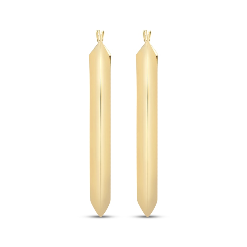 Main Image 2 of Oval Knife-Edge Hoop Earrings 10K Yellow Gold