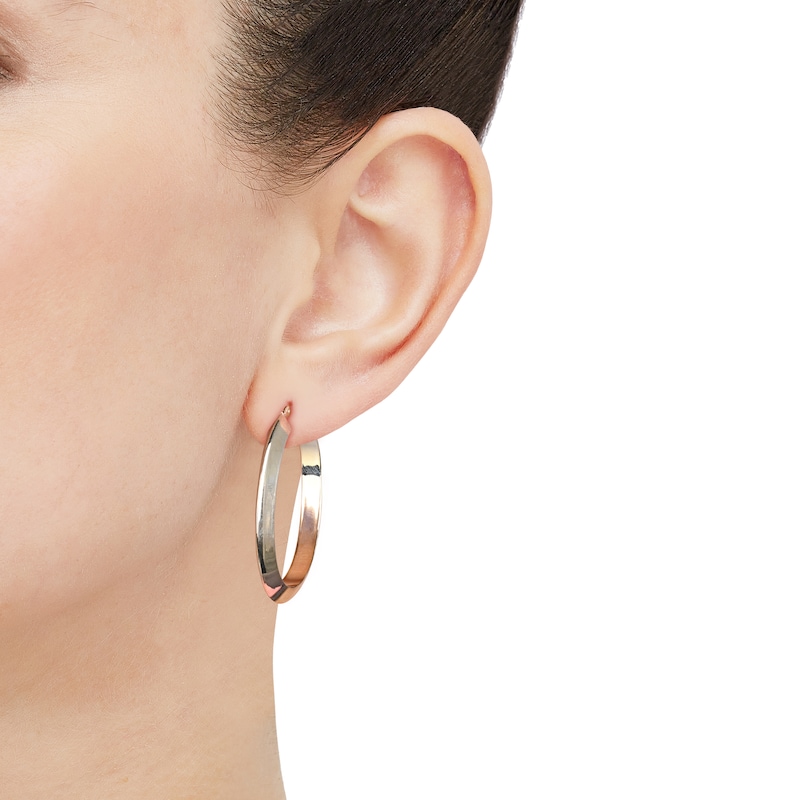 Main Image 4 of Oval Knife-Edge Hoop Earrings 10K Yellow Gold