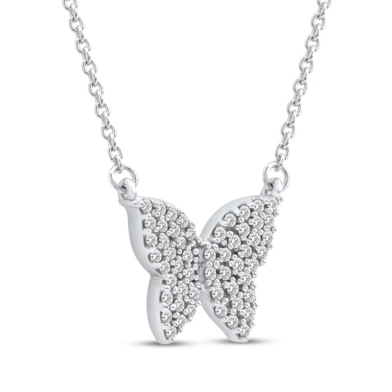 Main Image 2 of Diamond Butterfly Necklace 1/6 ct tw 10K White Gold 18&quot;