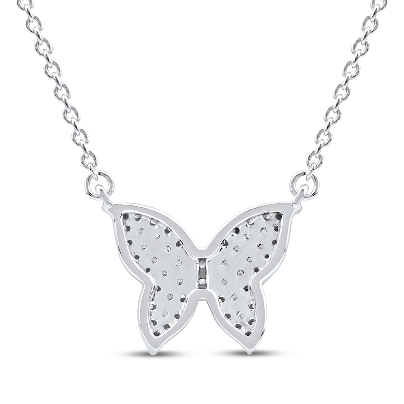 Main Image 3 of Diamond Butterfly Necklace 1/6 ct tw 10K White Gold 18&quot;
