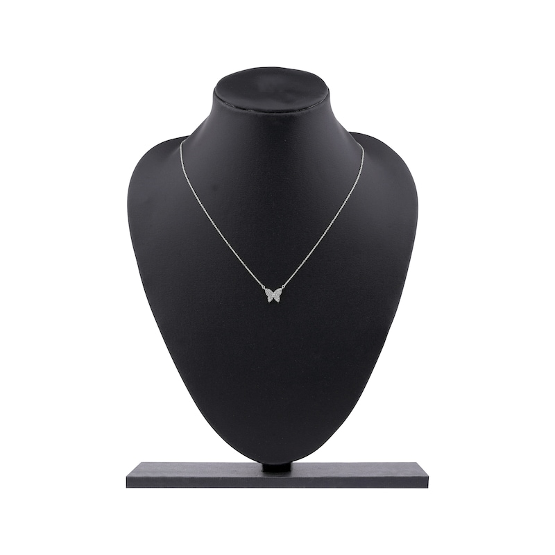 Main Image 5 of Diamond Butterfly Necklace 1/6 ct tw 10K White Gold 18"