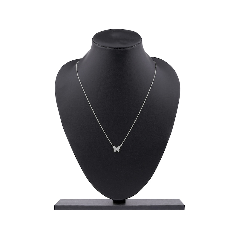 Main Image 6 of Diamond Butterfly Necklace 1/6 ct tw 10K White Gold 18"
