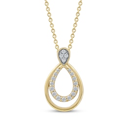Diamond Double Open Teardrop Necklace 1/10 ct tw 10K Yellow Gold 18"