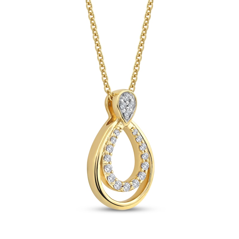 Main Image 2 of Diamond Double Open Teardrop Necklace 1/10 ct tw 10K Yellow Gold 18"