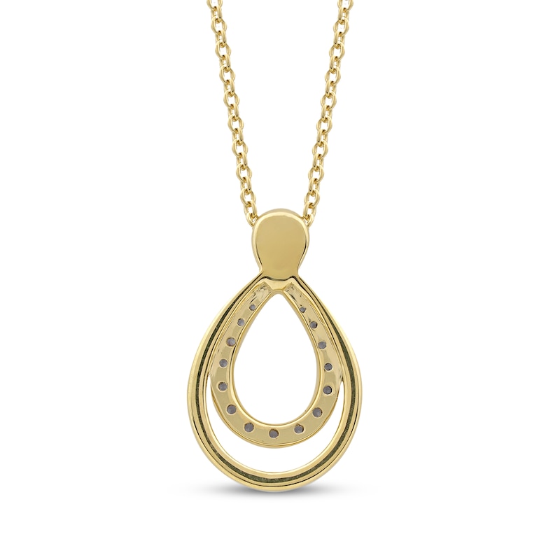 Main Image 3 of Diamond Double Open Teardrop Necklace 1/10 ct tw 10K Yellow Gold 18"