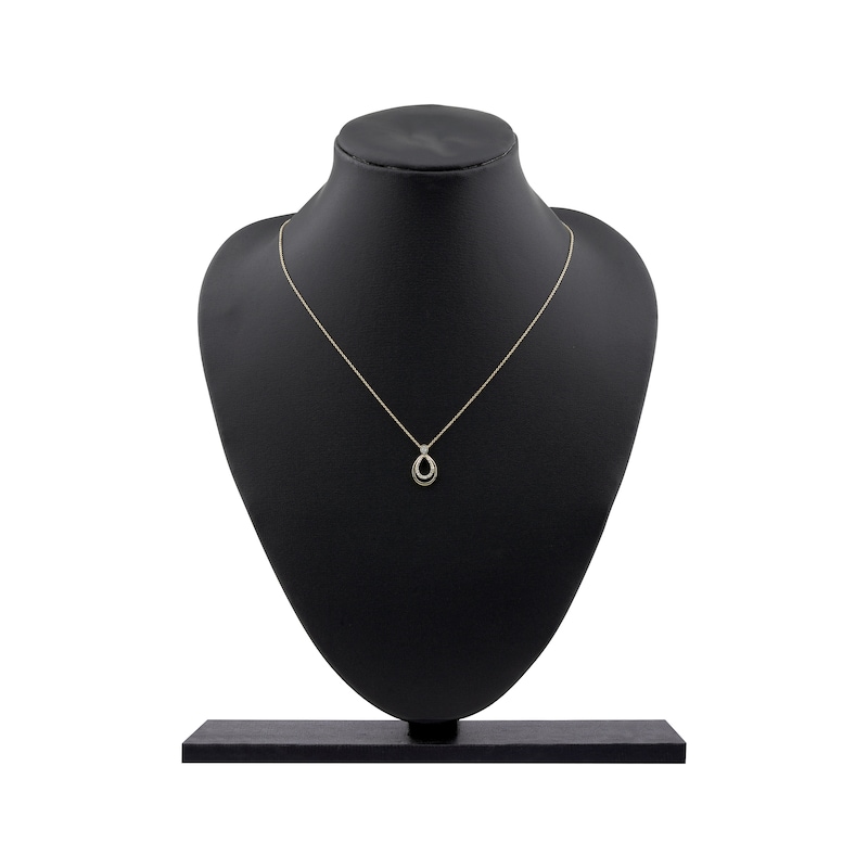 Main Image 5 of Diamond Double Open Teardrop Necklace 1/10 ct tw 10K Yellow Gold 18"