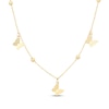 Thumbnail Image 1 of Bead & Butterfly Station Necklace Solid 10K Yellow Gold 18"