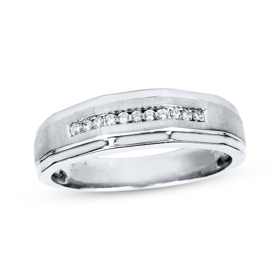 Men's Diamond Wedding Band 1/10 ct tw 10K White Gold