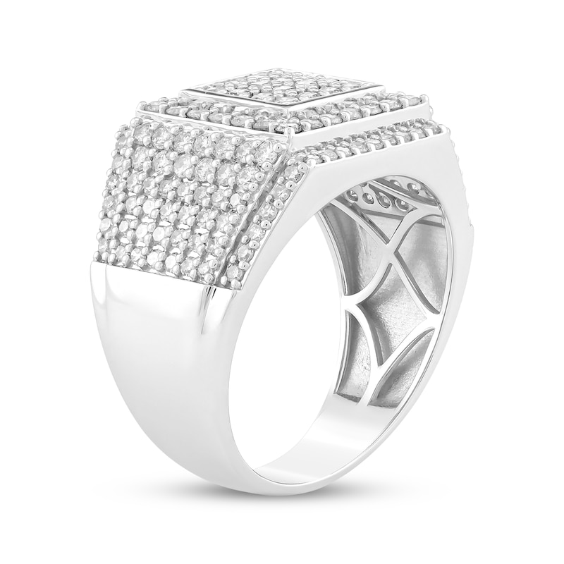 Main Image 2 of Men's Multi-Diamond Square Ring 1-7/8 ct tw 10K White Gold