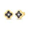 Thumbnail Image 1 of Black Spinel & White Lab-Created Sapphire Clover Stud Earrings 10K Yellow Gold