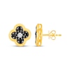 Thumbnail Image 3 of Black Spinel & White Lab-Created Sapphire Clover Stud Earrings 10K Yellow Gold