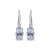 Thumbnail Image 2 of Oval-Cut Aquamarine & Diamond Accent Drop Earrings Sterling Silver