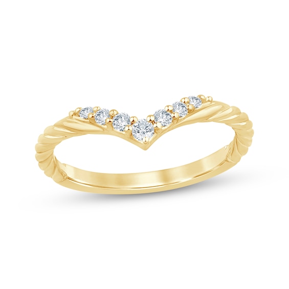 Now + Forever Diamond Chevron Rope-Twist Anniversary Ring 1/6 ct tw 10K Yellow Gold