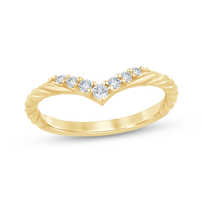 Main Image 1 of Now + Forever Diamond Chevron Rope-Twist Anniversary Ring 1/6 ct tw 10K Yellow Gold