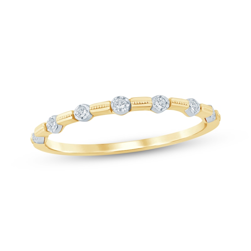Main Image 1 of Now + Forever Diamond Station Milgrain Anniversary Ring 1/20 ct tw 10K Two-Tone Gold