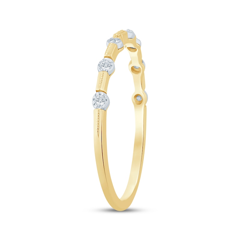 Main Image 2 of Now + Forever Diamond Station Milgrain Anniversary Ring 1/20 ct tw 10K Two-Tone Gold