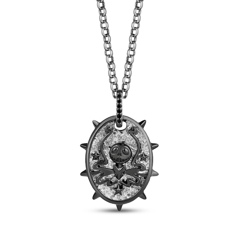 Main Image 1 of Disney Treasures The Nightmare Before Christmas Men's "Jack Skellington" Diamond Accent Necklace Black Rhodium-Plated Sterling Silver 22"