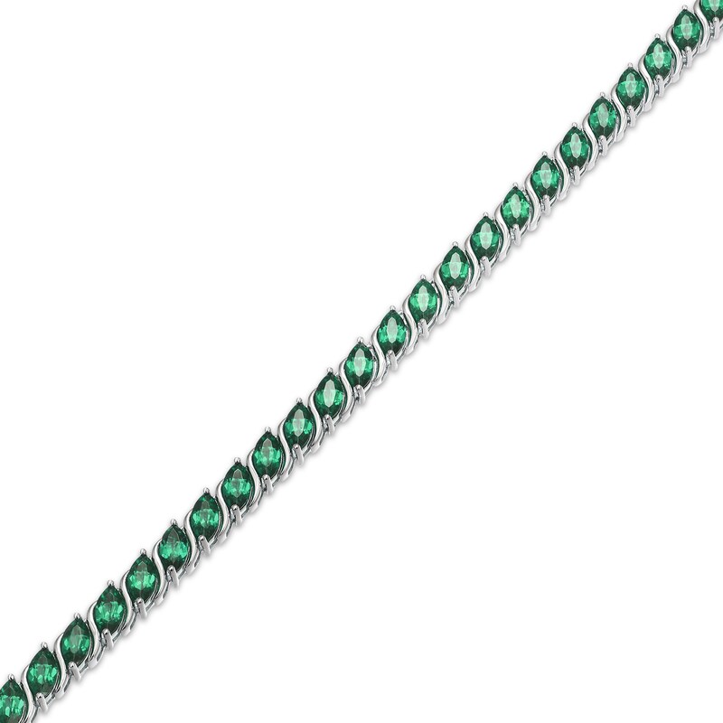 Main Image 3 of STUDIO BY KAY Marquise-Cut Lab-Created Emerald Tennis Necklace Sterling Silver 18"
