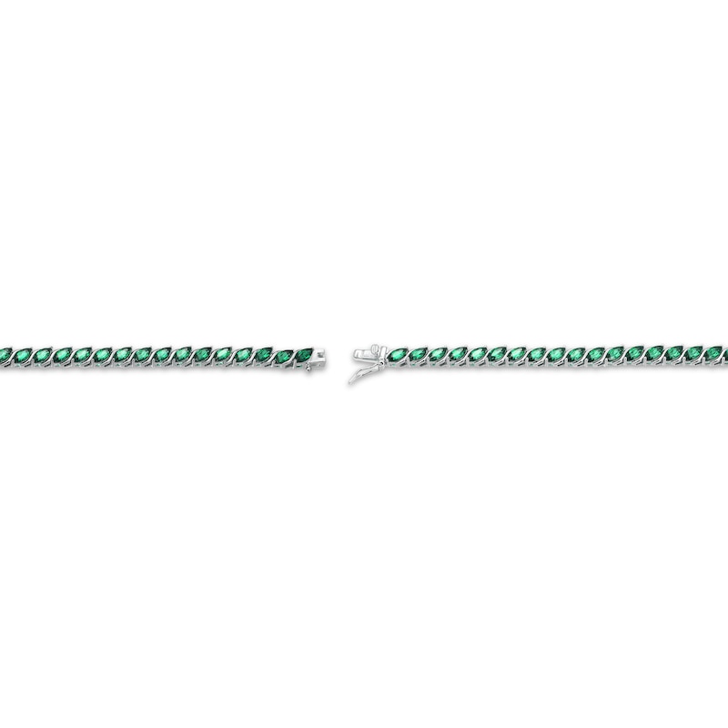 Main Image 4 of STUDIO BY KAY Marquise-Cut Lab-Created Emerald Tennis Necklace Sterling Silver 18"