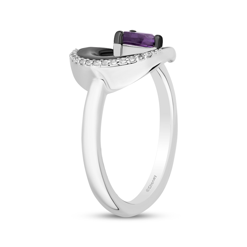 Main Image 2 of Disney Treasures Hocus Pocus Pear-Shaped Amethyst & Diamond Crescent Moon Ring 1/20 ct tw Sterling Silver