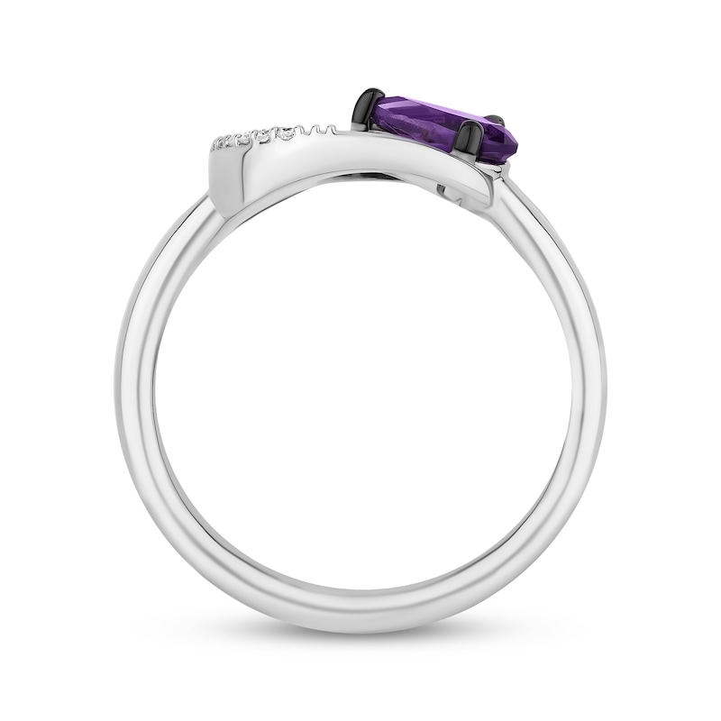 Main Image 3 of Disney Treasures Hocus Pocus Pear-Shaped Amethyst & Diamond Crescent Moon Ring 1/20 ct tw Sterling Silver