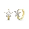 Thumbnail Image 1 of White Lab-Created Sapphire Starfish Huggie Hoop Earrings 10K Yellow Gold
