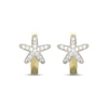 Thumbnail Image 2 of White Lab-Created Sapphire Starfish Huggie Hoop Earrings 10K Yellow Gold