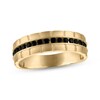 Thumbnail Image 1 of Now + Forever Men's Black Diamond Notched Satin Finish Wedding Band 1/2 ct tw 10K Yellow Gold