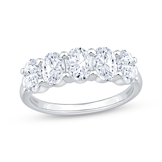 Lab-Grown Diamonds Oval-Cut Five-Stone Anniversary Ring ct tw 14K White Gold
