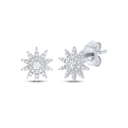 Diamond Sun Mini Stud Earrings 1/4 ct tw 10K White Gold