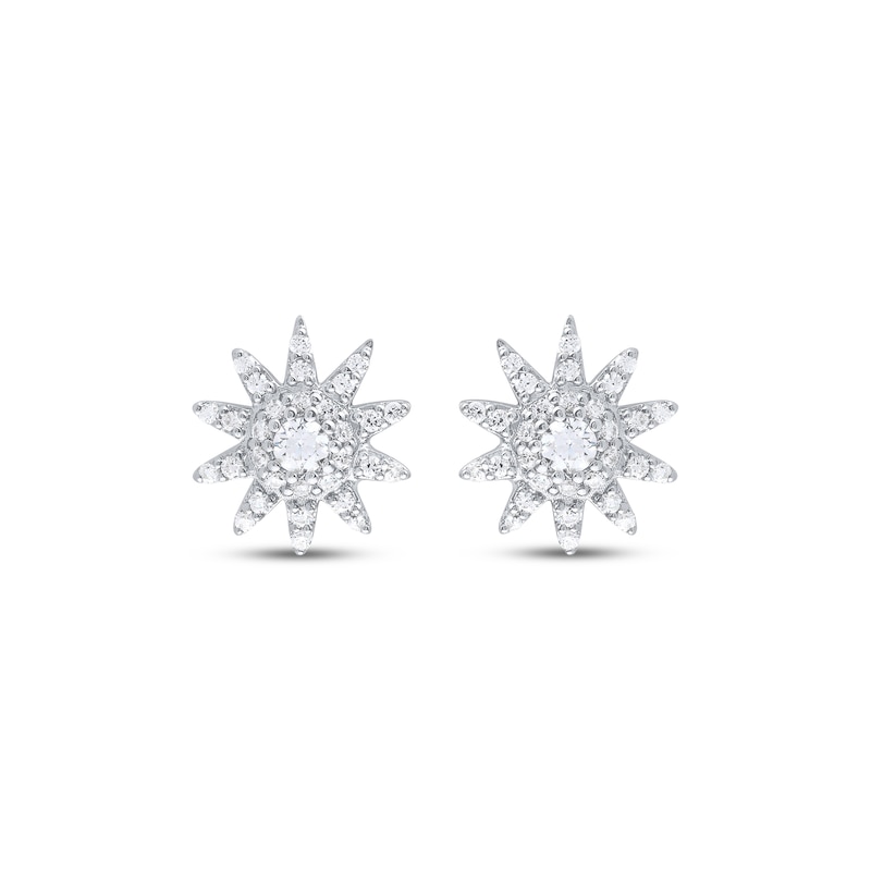 Main Image 2 of Diamond Sun Mini Stud Earrings 1/4 ct tw 10K White Gold
