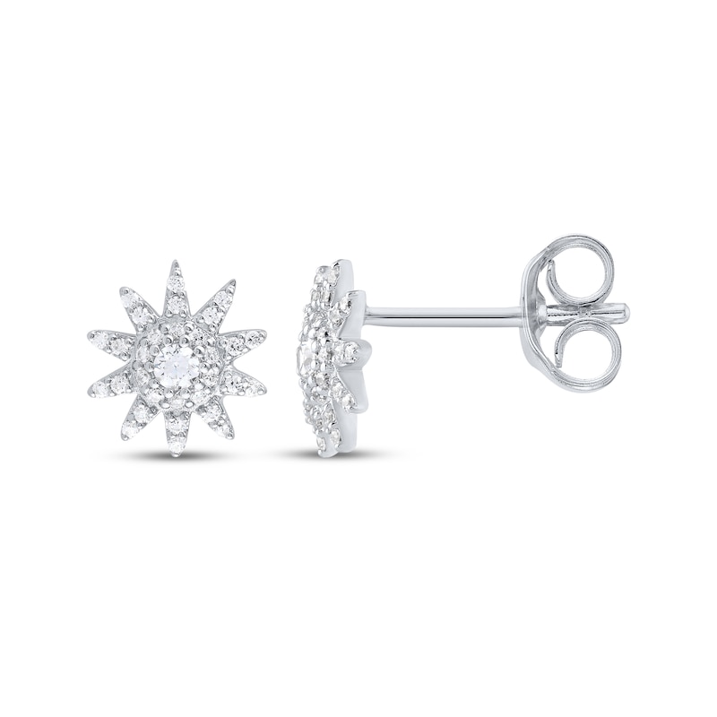 Main Image 3 of Diamond Sun Mini Stud Earrings 1/4 ct tw 10K White Gold