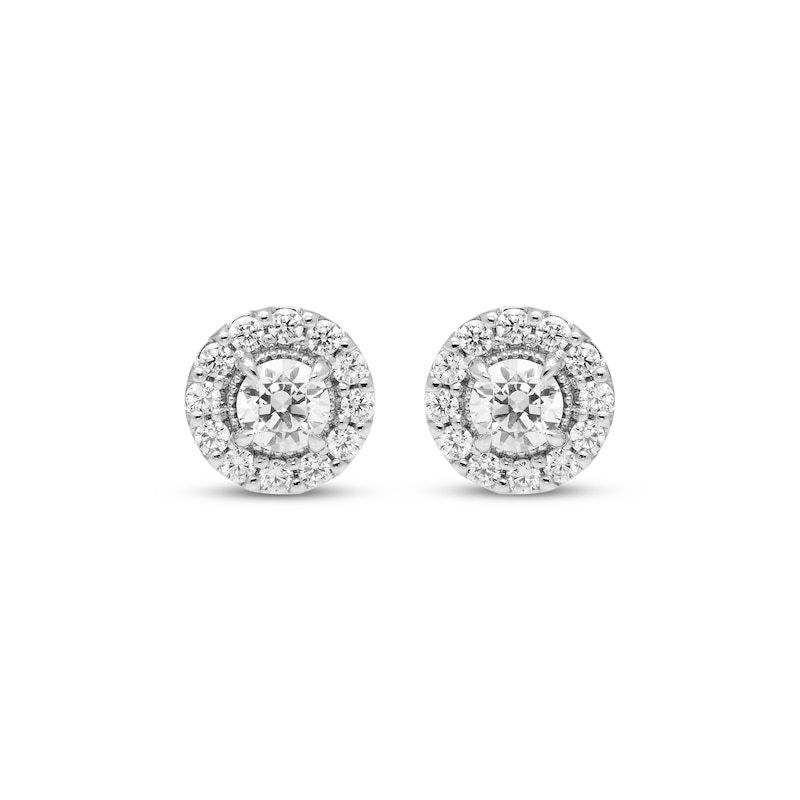 Main Image 2 of Diamond Halo Stud Earrings 1/4 ct tw 10K White Gold