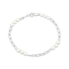 Thumbnail Image 1 of Cultured Pearl & Paperclip Chain Bracelet Sterling Silver 7.25"
