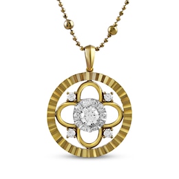 STUDIO BY KAY Lab-Grown Diamond Coin-Edge Clover Necklace 1/2 ct tw 24K Yellow Gold Vermeil Sterling Silver 18"