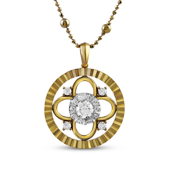 STUDIO BY KAY Lab-Grown Diamond Coin-Edge Clover Necklace 1/2 ct tw 24K Yellow Gold Vermeil Sterling Silver 18"