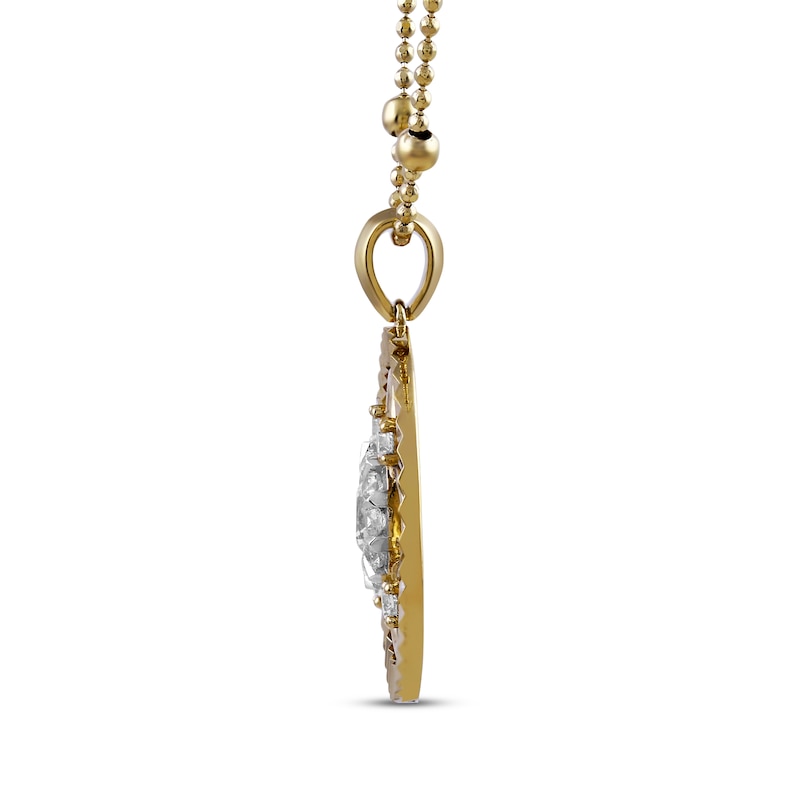 Main Image 2 of STUDIO BY KAY Lab-Grown Diamond Coin-Edge Clover Necklace 1/2 ct tw 24K Yellow Gold Vermeil Sterling Silver 18"