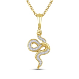 STUDIO BY KAY Men's Lab-Grown Diamond Snake Necklace 1/4 ct tw 24K Yellow Gold Vermeil Sterling Silver 22"