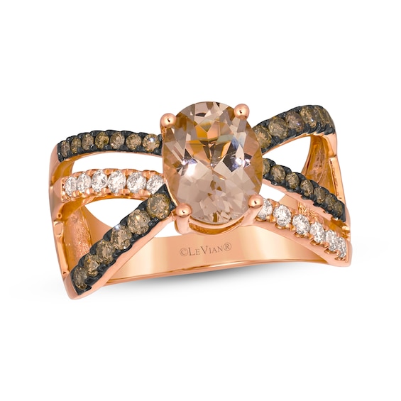 Le Vian Oval-Cut Morganite Orbit Ring 1/2 ct tw Diamonds 14K Strawberry Gold