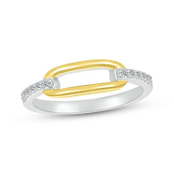 Diamond Link Fashion Ring 1/10 ct tw Sterling Silver & 10K Yellow Gold
